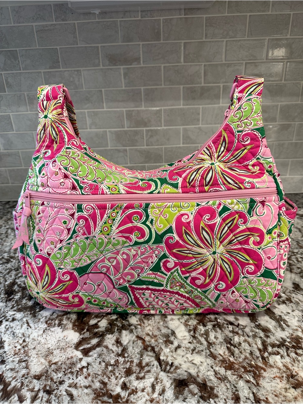 Vera Bradley Retired Pinwheel Pink Cargo Sling Bag Adjustable Shoulder Strap - Picture 6 of 14